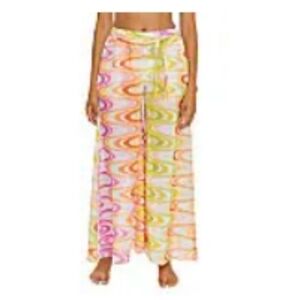 ⛱️ Becca by Rebecca Virtue Whirlpool PALAZZO Metallic COVER-UP PANTS ⛱️